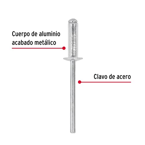 Bolsa con 50 remaches 5/32' x 3/8' de aluminio, ala 5/16'