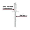 Bolsa con 50 remaches 3/16' x 3/8' de aluminio, ala 17/32'
