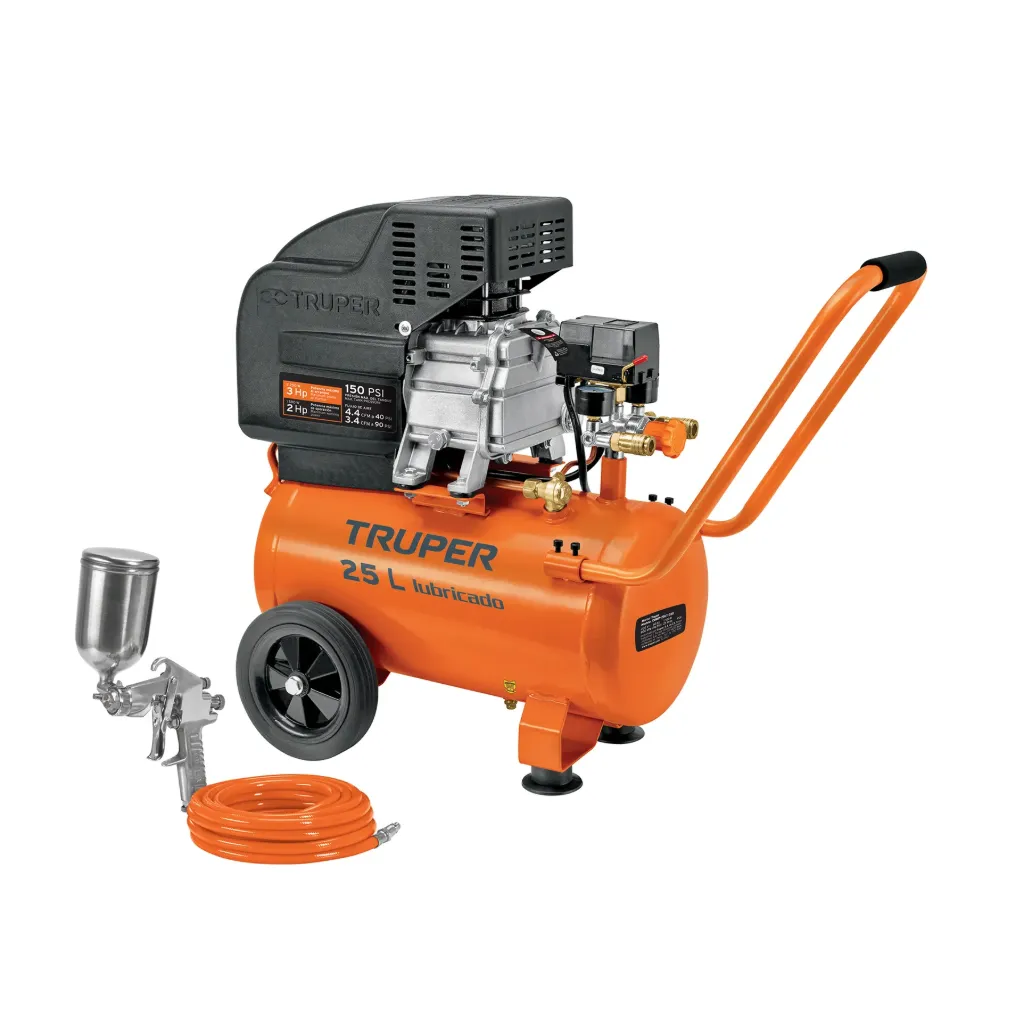 [TP-100300] Kit Compresor lub, 25L, manguera y pistola grav,127V, TRUPER