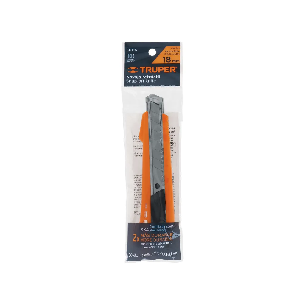 [TP-16974] Cutter 18 mm reforzado de plástico con alma metálica, TRUPER
