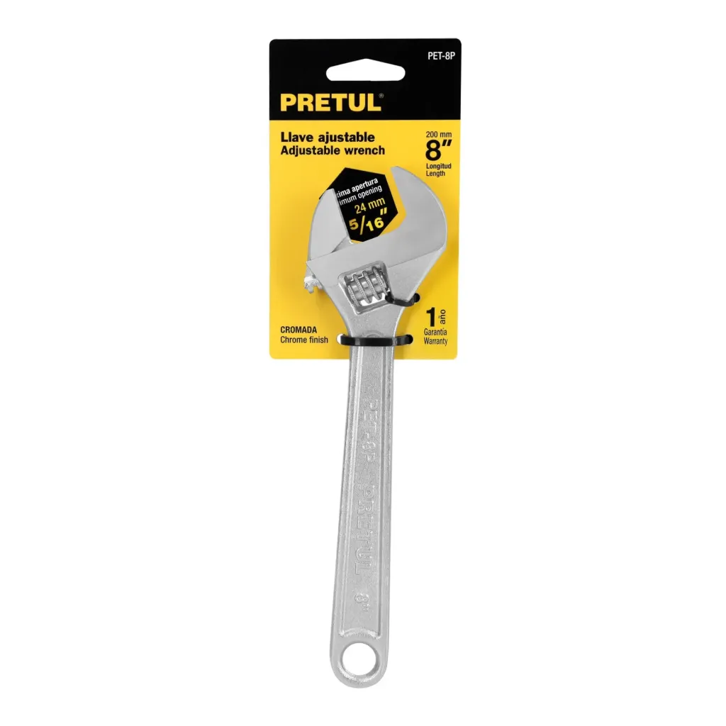 [TP-21815] Llave ajustable (perico) 8' cromada, PRETUL