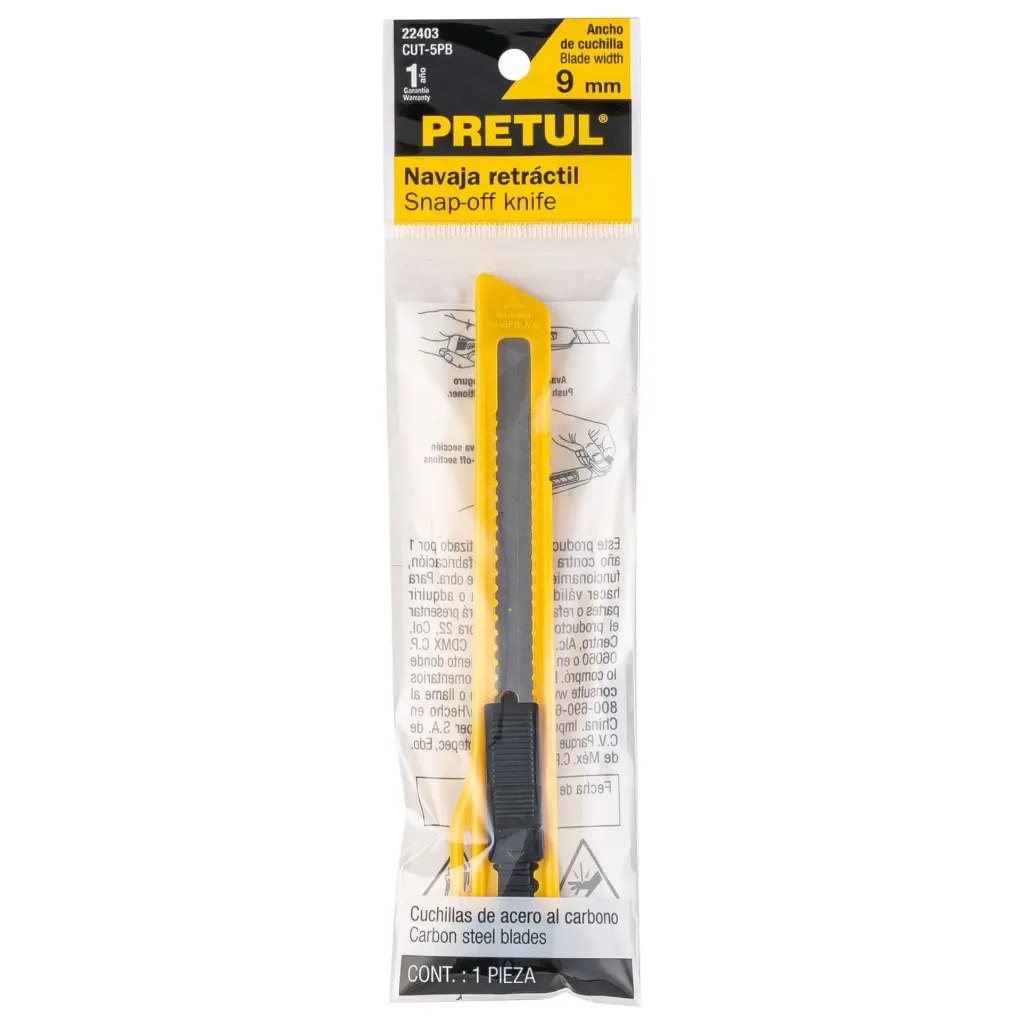 [TP-22403] Cutter 9 mm plástico, PRETUL