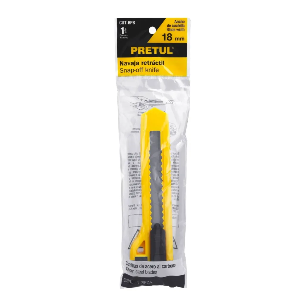 [TP-22405] Cutter 18 mm plástico, PRETUL