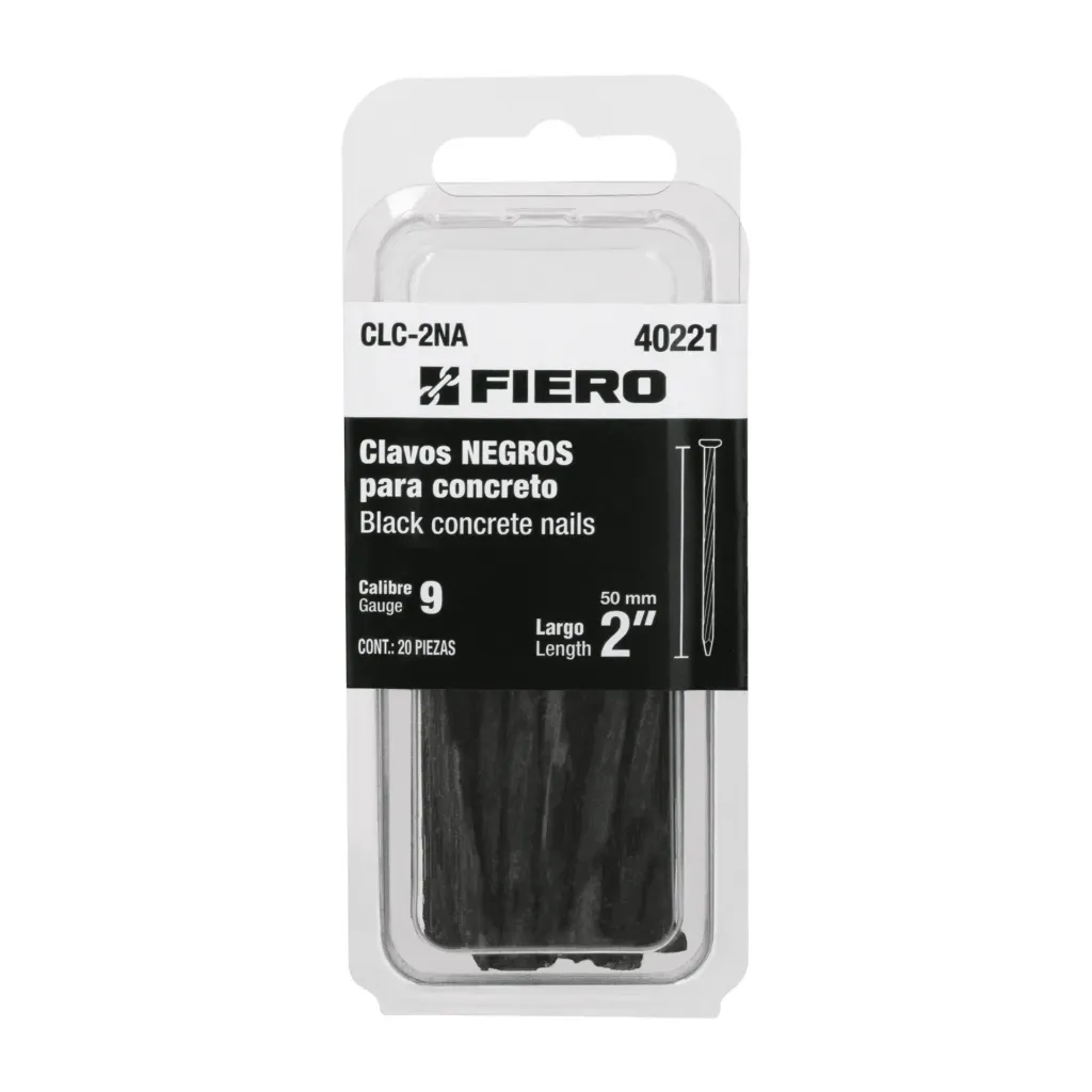 [TP-40221] Blíster con 20 clavos negros para concreto 2', FIERO