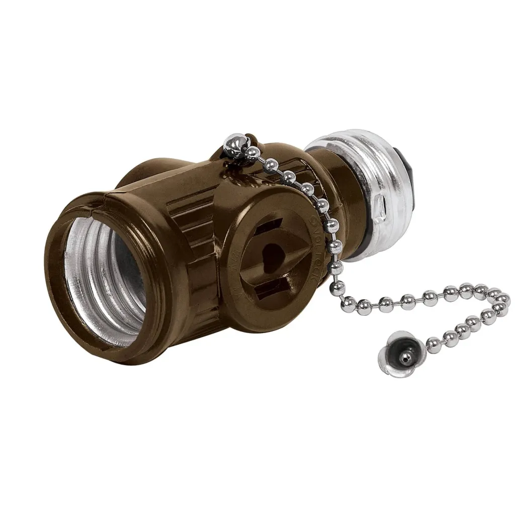 [TP-46512] Portalámpara de baquelita, cadena y doble contacto, VOLTECK