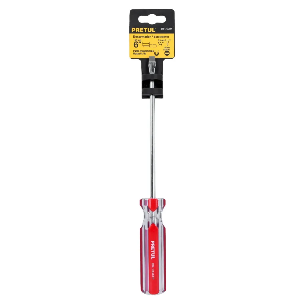 [TP-21462] Desarmador plano 1/4 x 6' mango de PVC, PRETUL