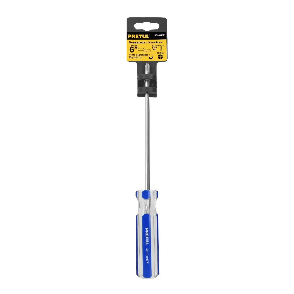 [TP-21477] Desarmador de cruz 1/4 x 6' mango de PVC, PRETUL
