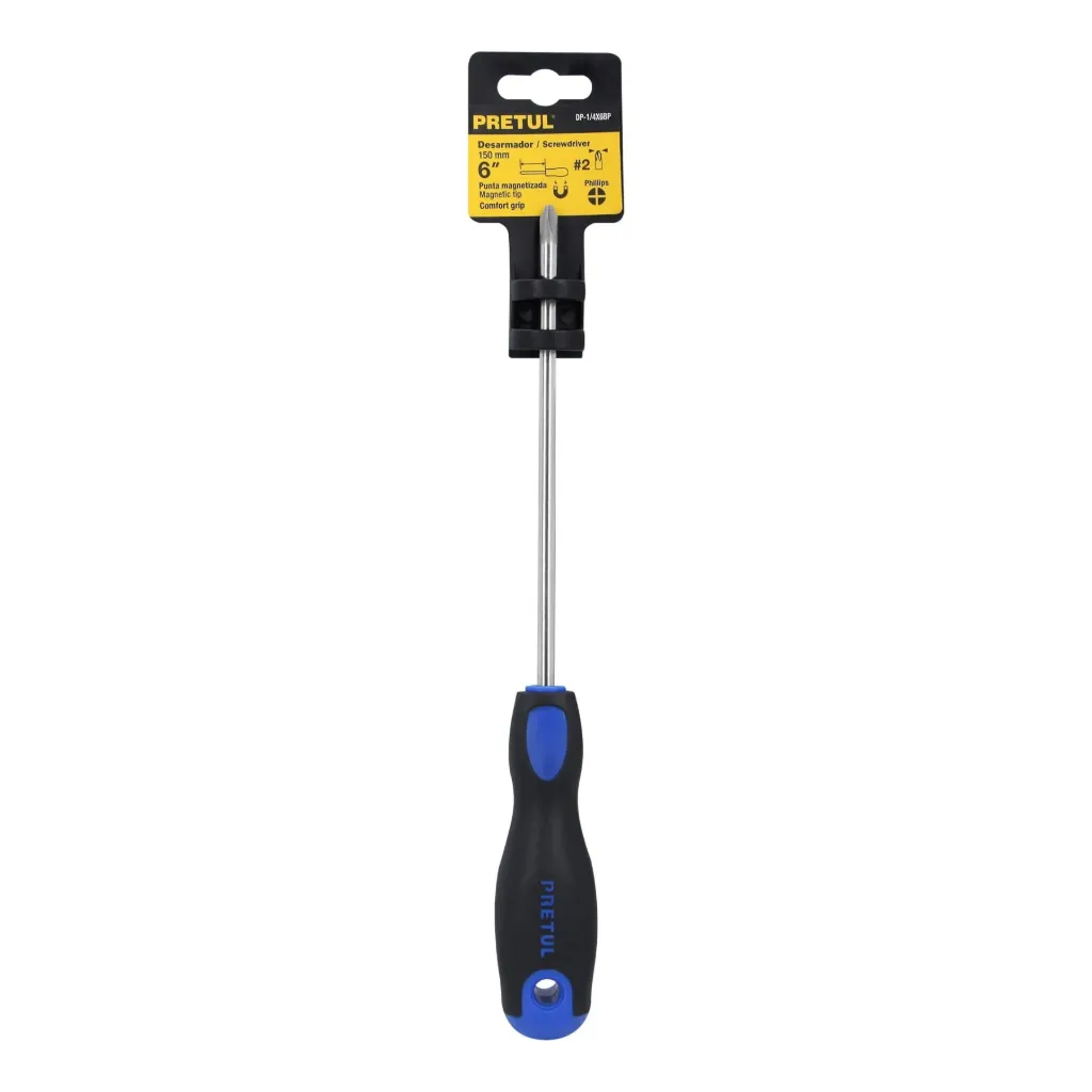 [TP-21499] Desarmador de cruz 1/4' x 6' mango Comfort Grip, PRETUL