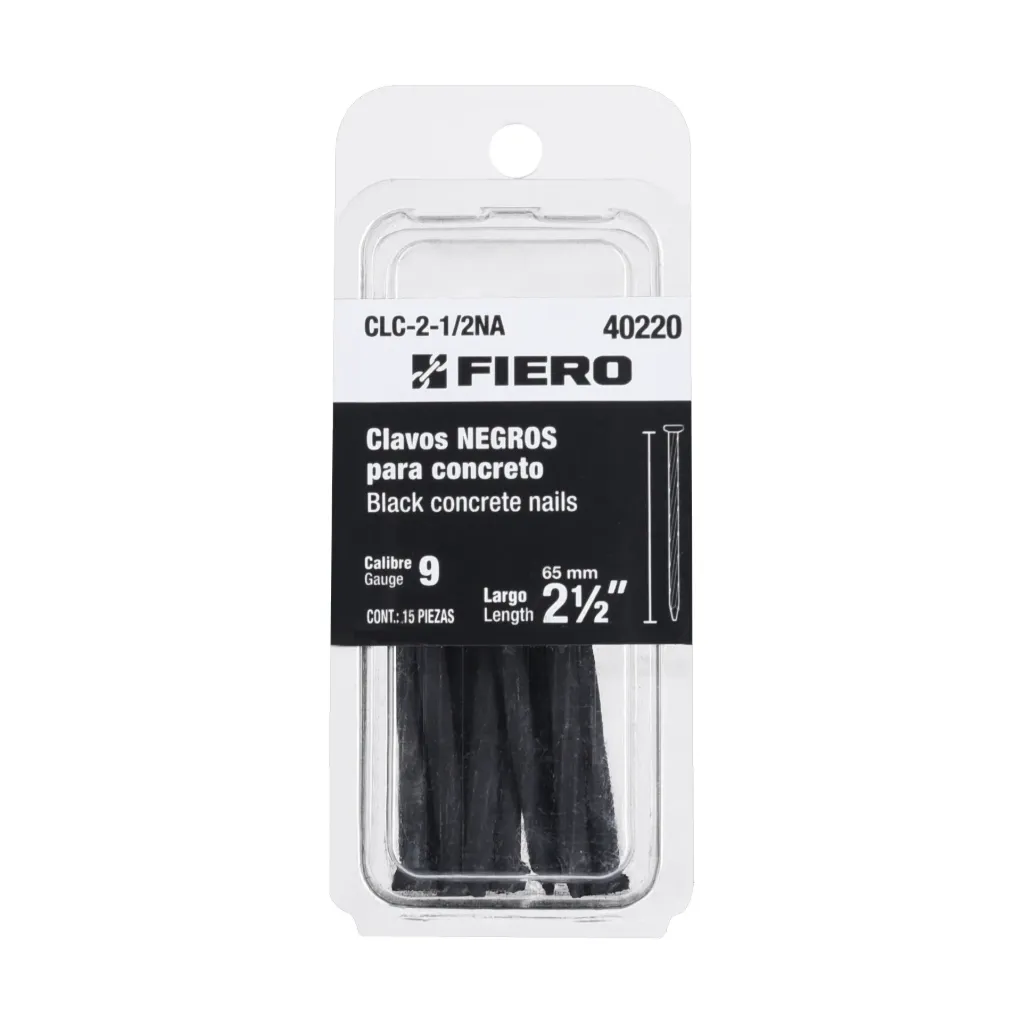 [TP-40220] Blíster con 15 clavos negros para concreto 2-1/2', FIERO