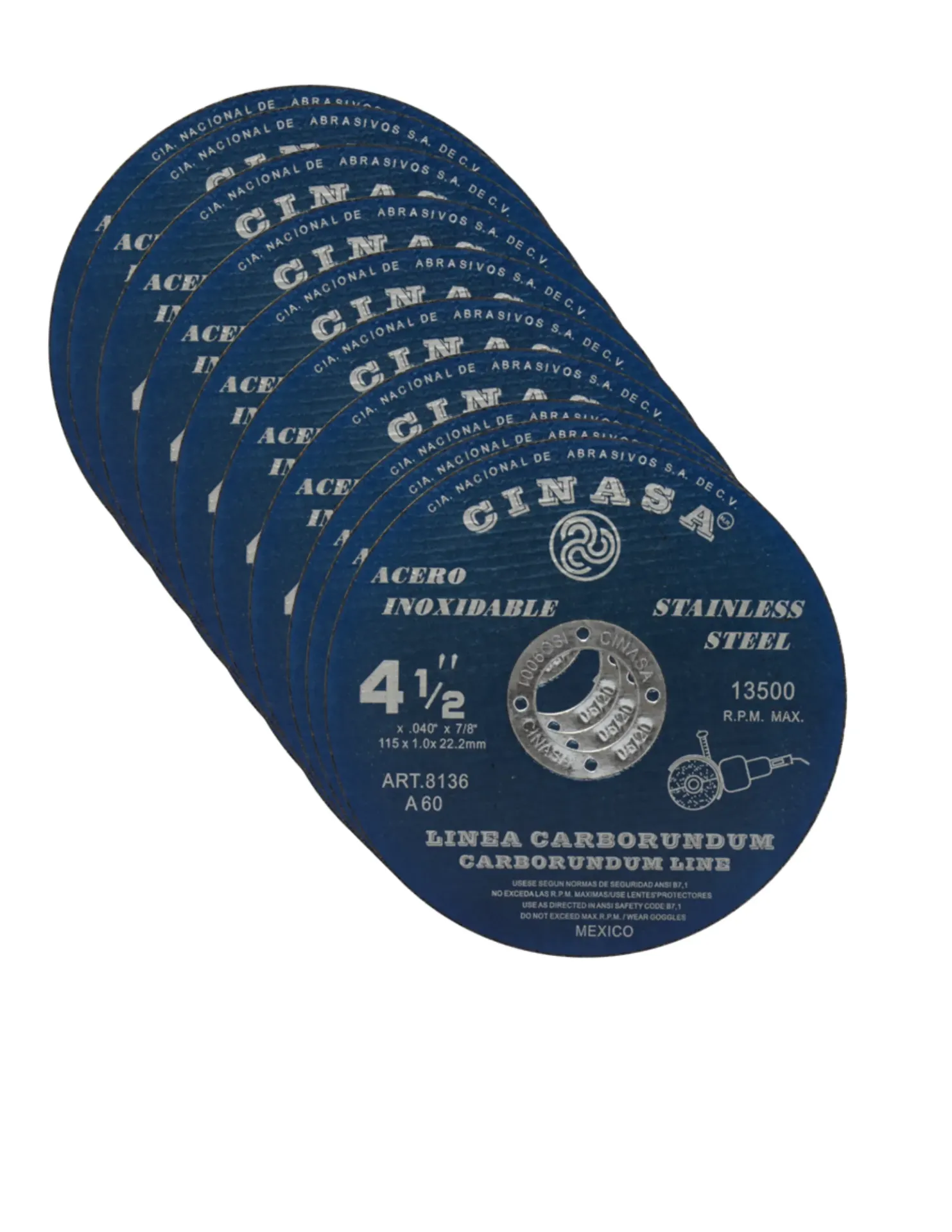 [8136P1] PKT DISCO CORTE INOX 4 1/2" X .040 CINASA (20 PZAS)