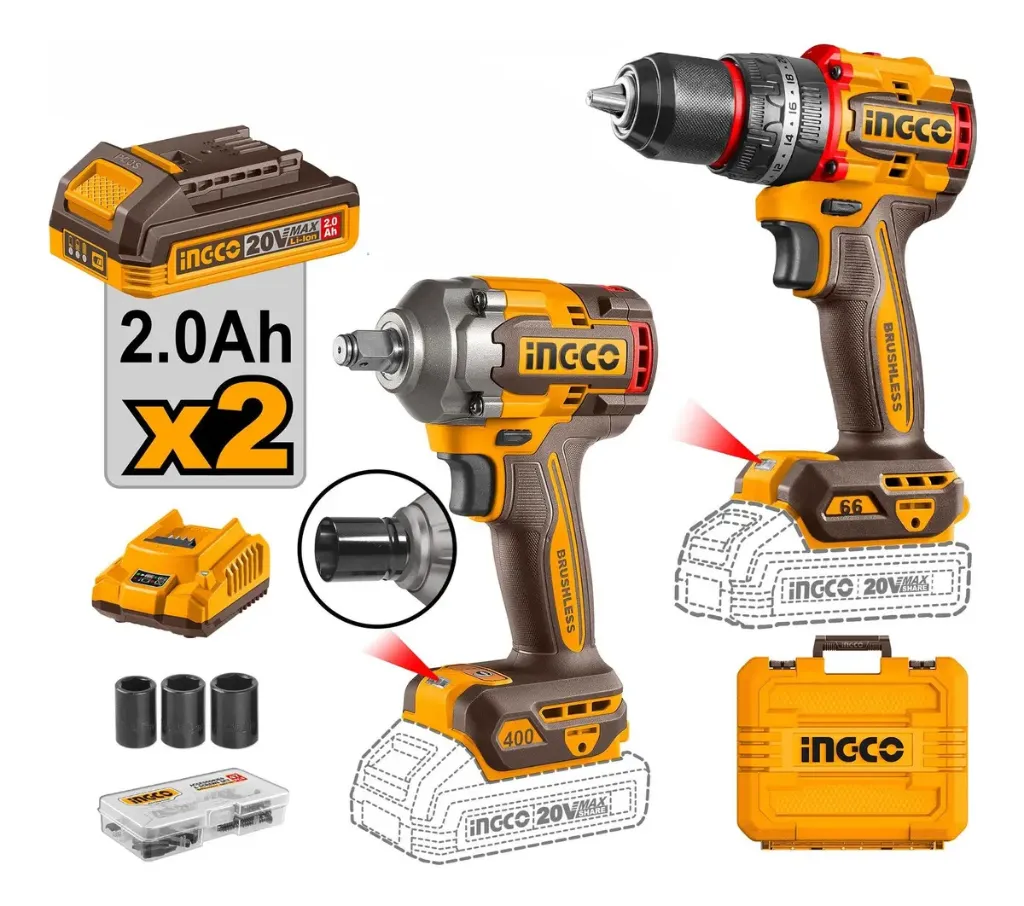 COMBO ROTOMARTILLO+ LLAVE DE IMPACTO 20V INGCO