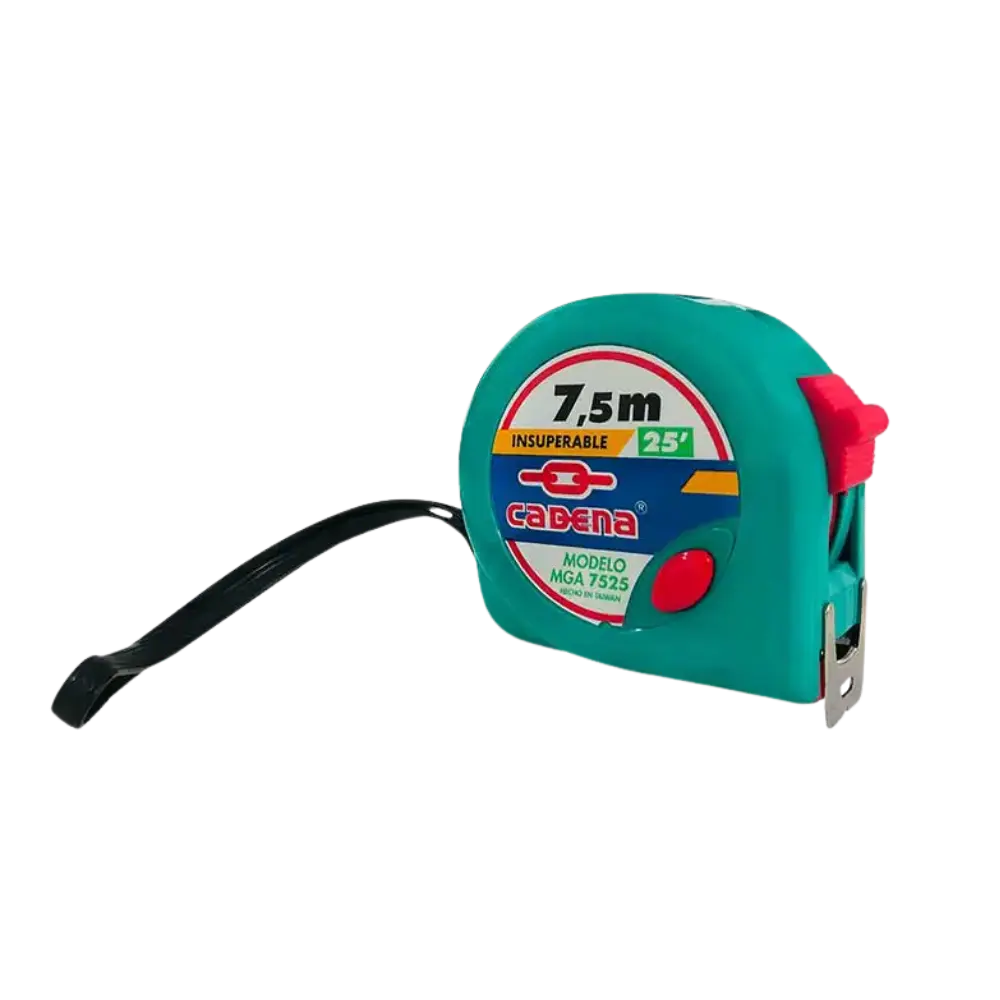 [CAMGA7525] FLEXOMETRO VERDE AGUA DE 7.5MX1" CADENA