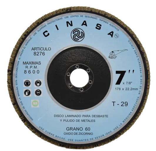 DISCO LAMINADO 7" GRANO 60 CINASA
