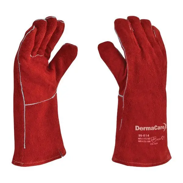 [112RK] GUANTES SOLDADOR ROJO 14" PREMIUM (KEVLAR) 