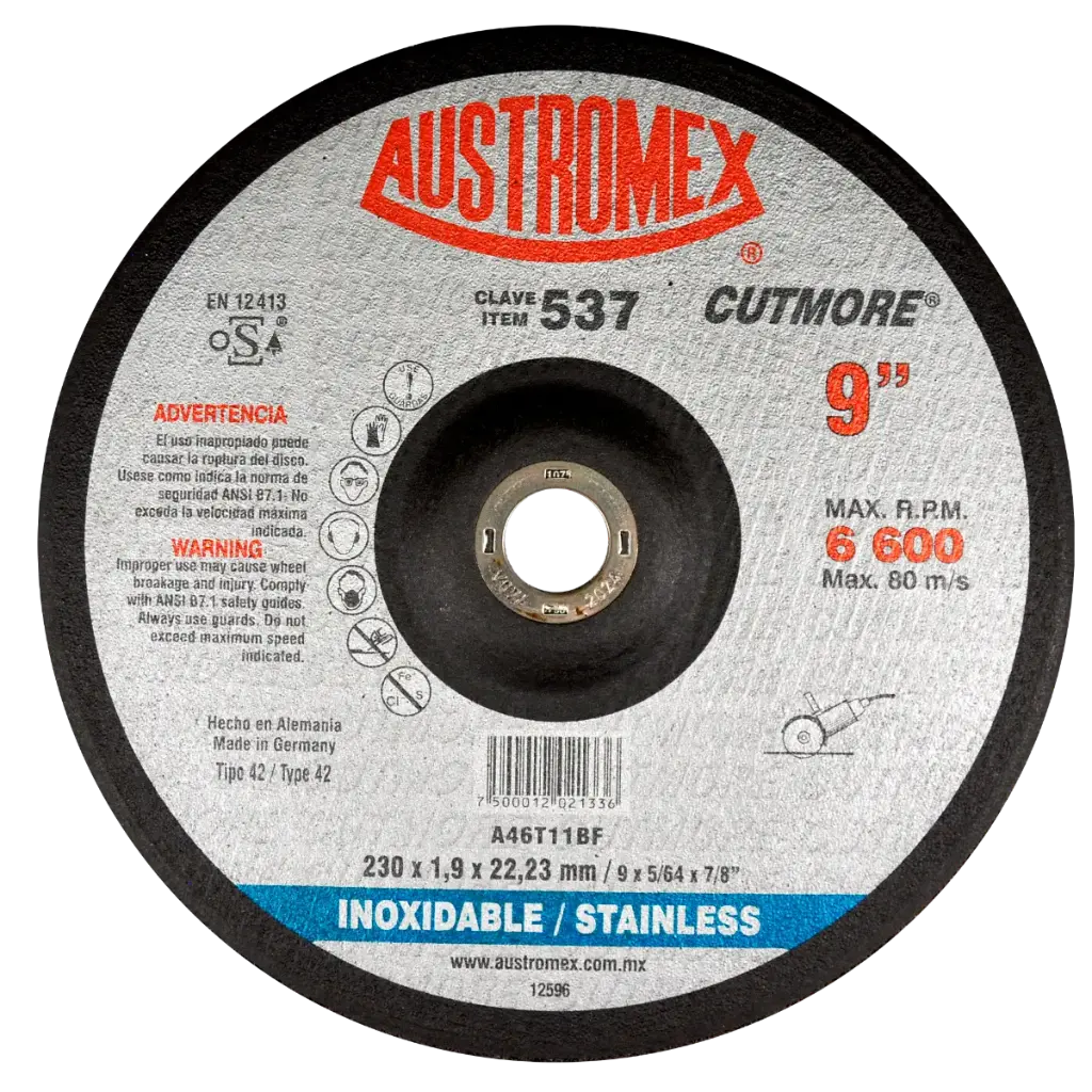 DISCO DE CORTE 9 " CLAVE 537 INOXIDABLE AUXTORMEX