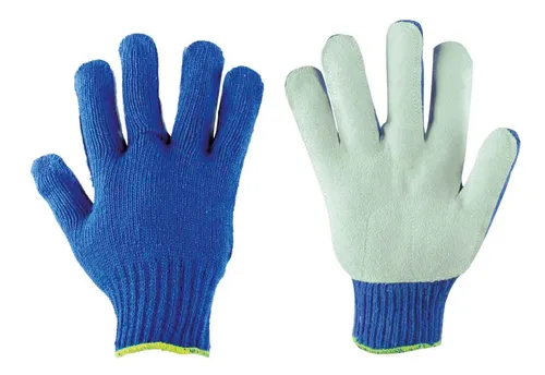 GUANTE TEJIDO AZUL PALMA DE CARNAZA