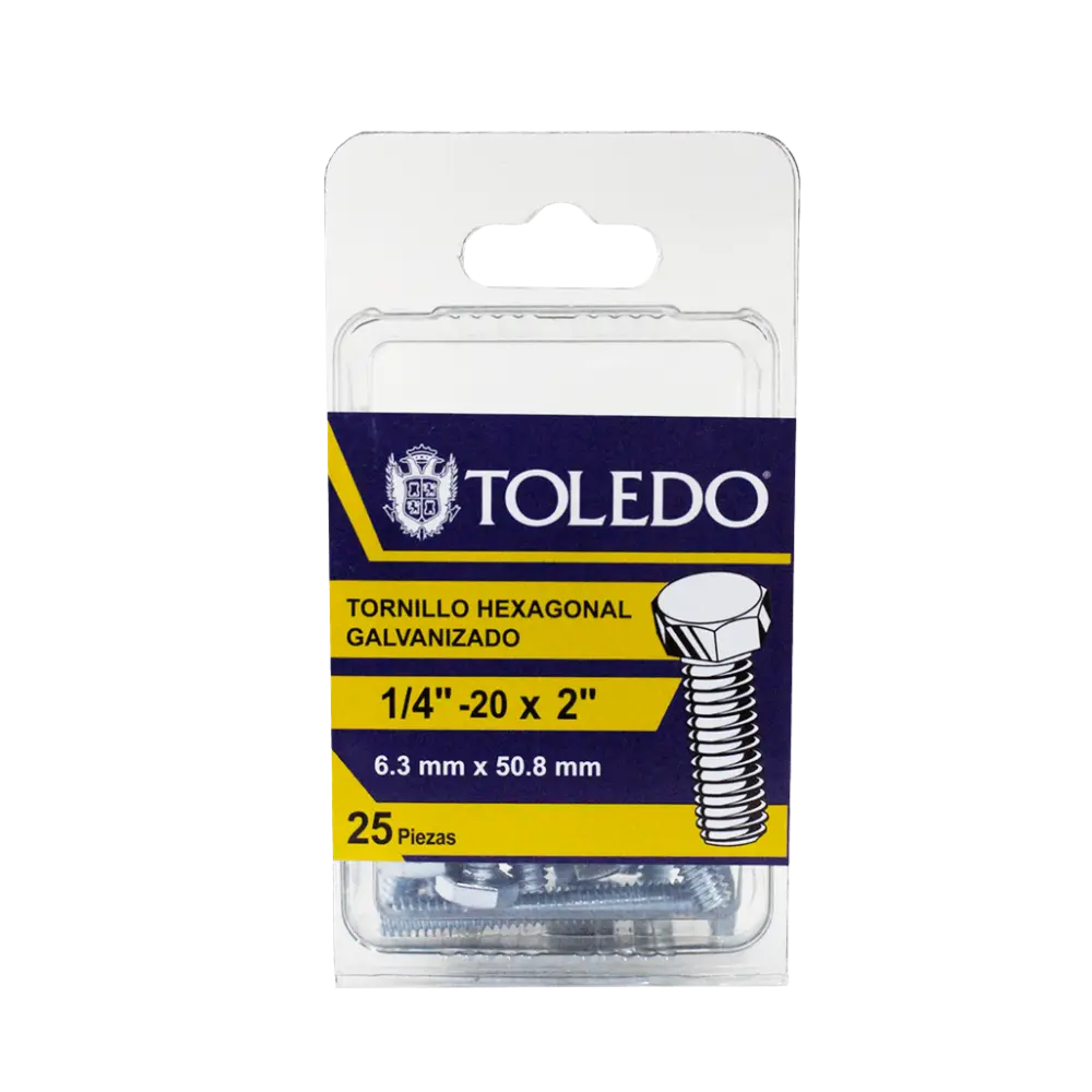 Tornillo Hex Galv 1/4"-20 x 2"