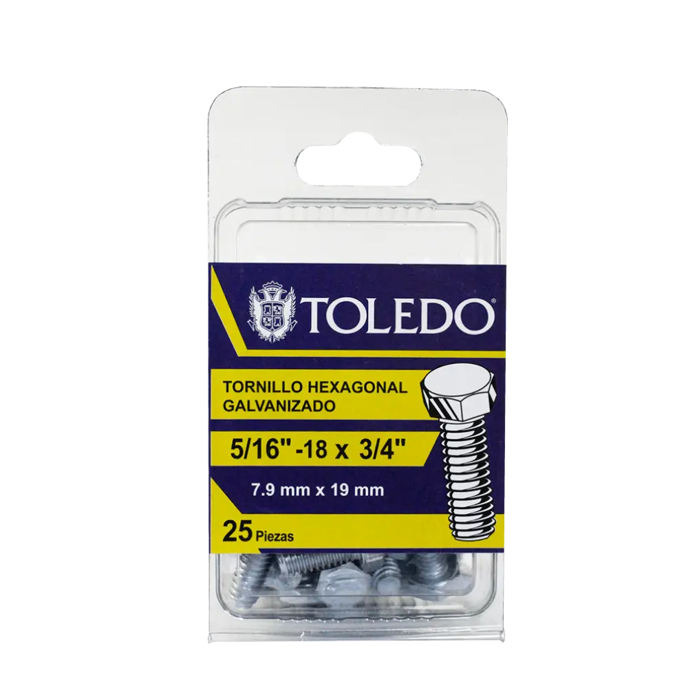 Tornillo Hex Galv 5/16"-18x 3/4