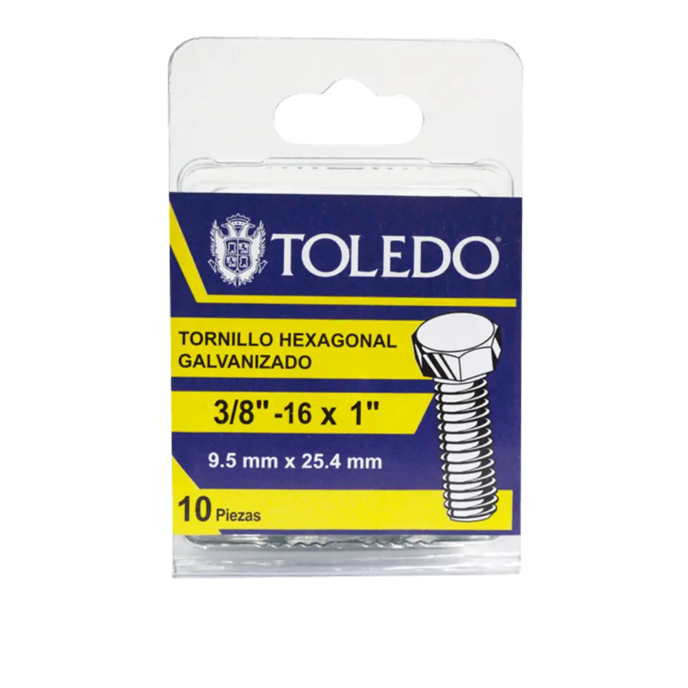 Tornillo Hex Galv 3/8"-16x1"