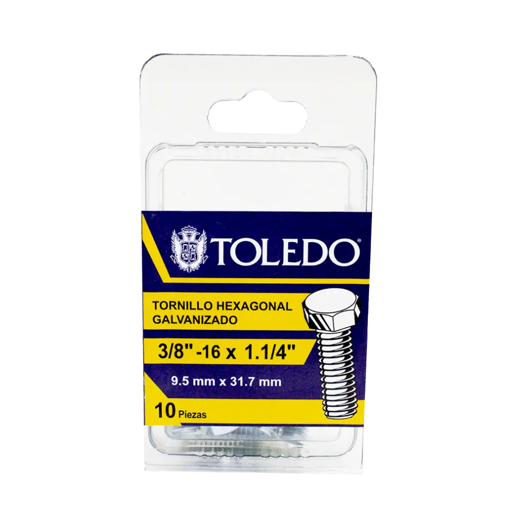 Tornillo Hex Galv 3/8"- 16x 1.1/4"