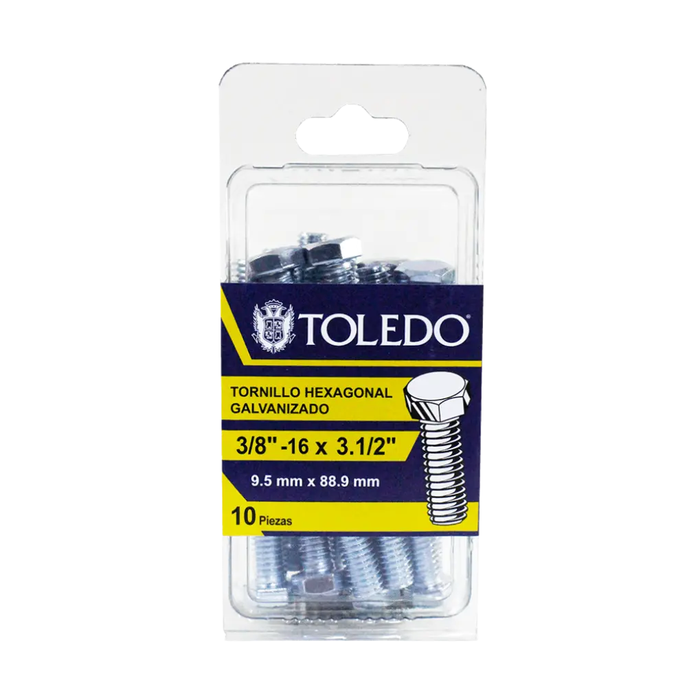 Tornillo Hex Galv 3/8"-16 x3.1/2"