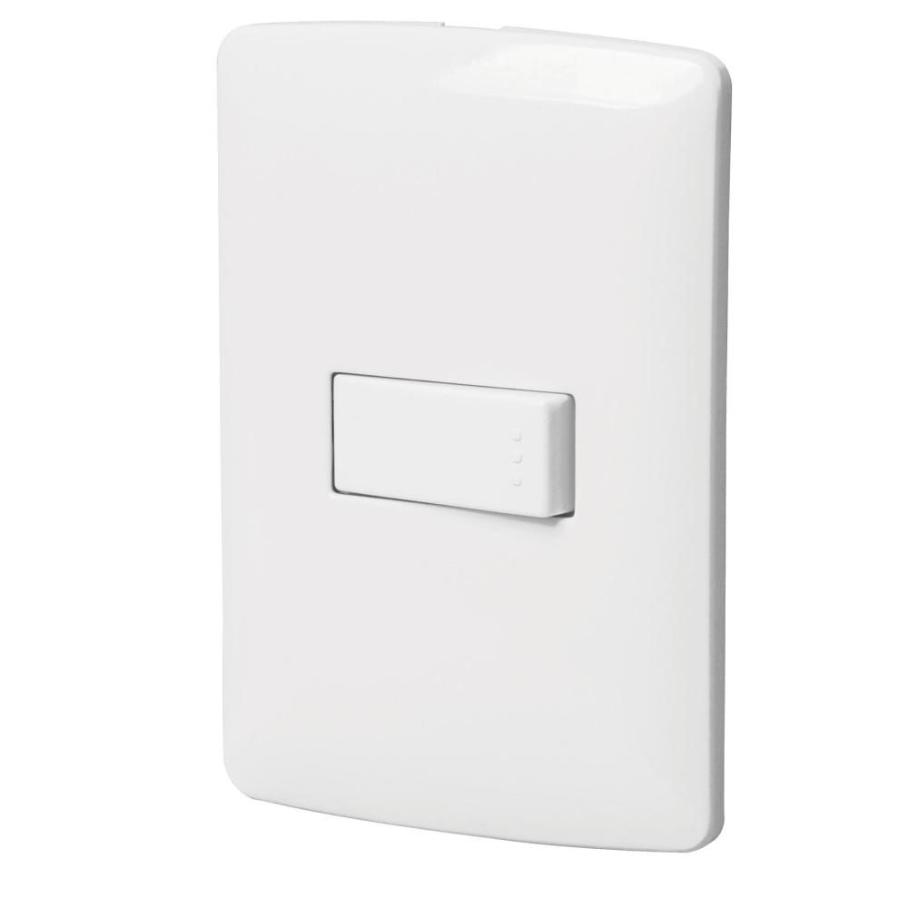 Placa armada 1 interruptor escalera, blanco, línea Italiana