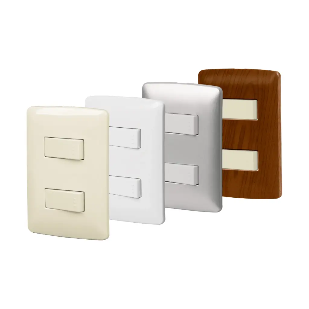 [46461] Placa armada, 2interruptores sencillos,blanco,línea Italiana