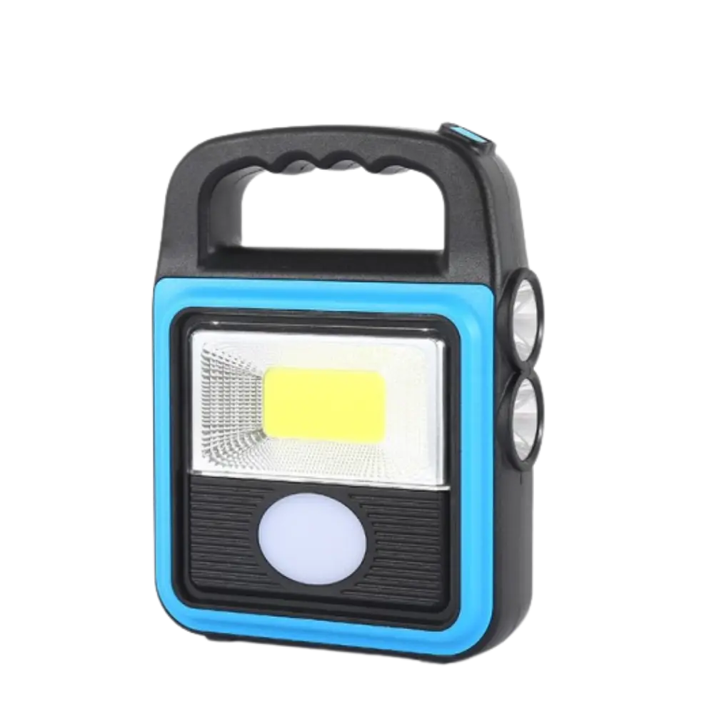 “Lámpara Portatil Multipropósito Solar | Recargable USB + Luz Frontal y Reflector”