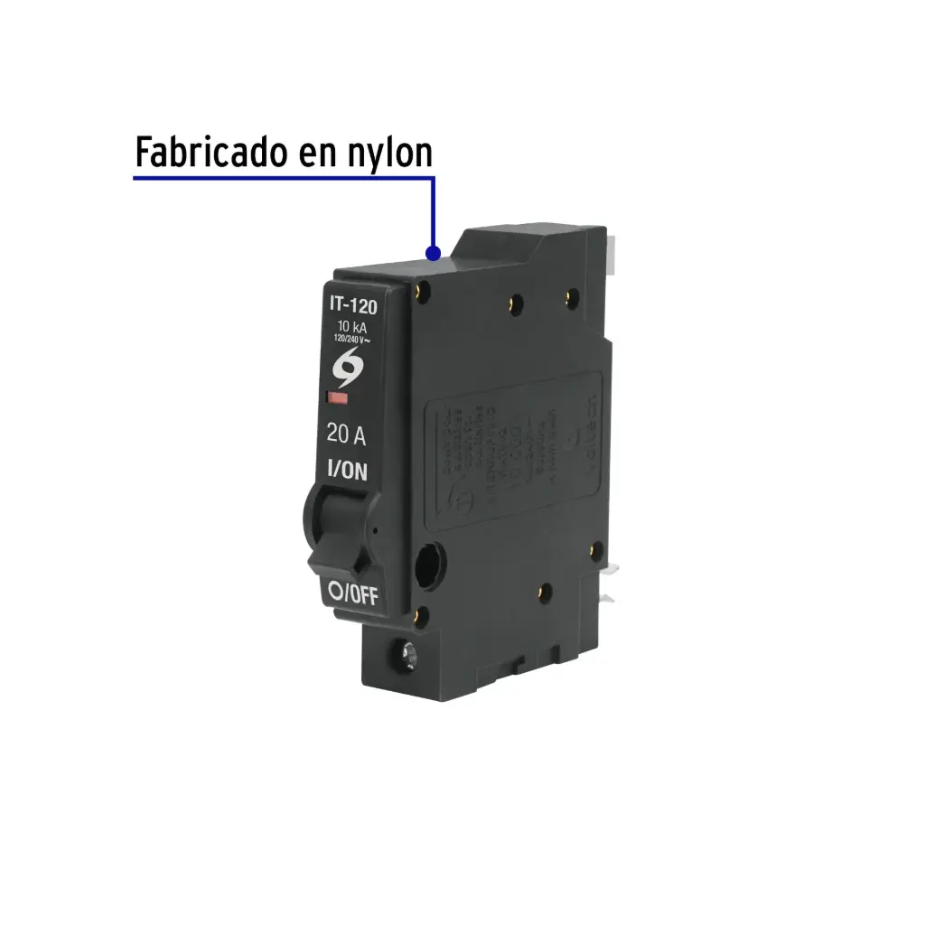Interruptor de 1 polo 20A, enchufable, VOLTECK 