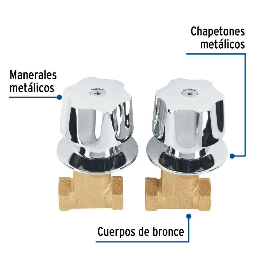 [49251] Juego llaves empotrar roscables, maneral metálico, Foset 
