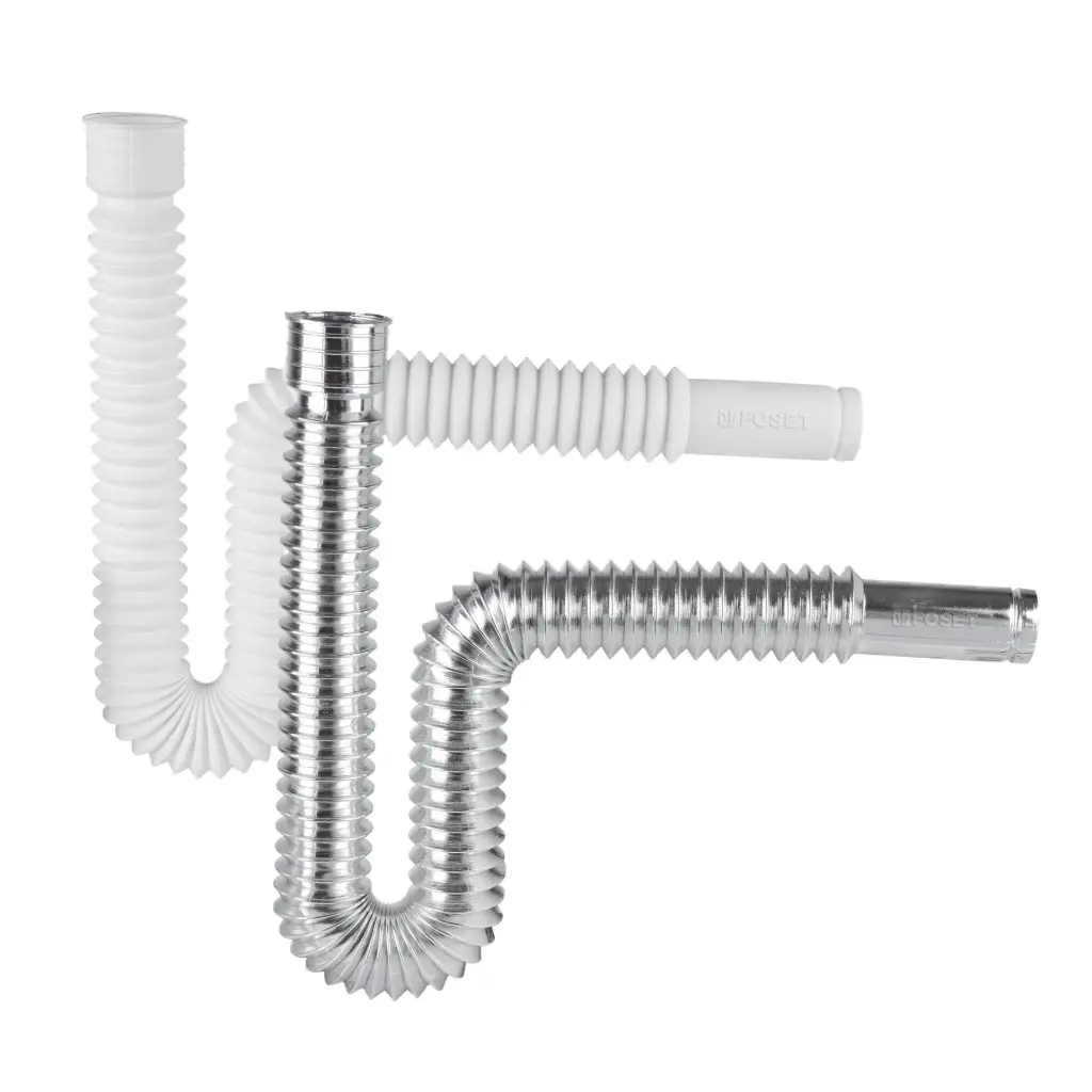 [49509] Céspol flexible, polietileno blanco, para lavabo y fregadero 