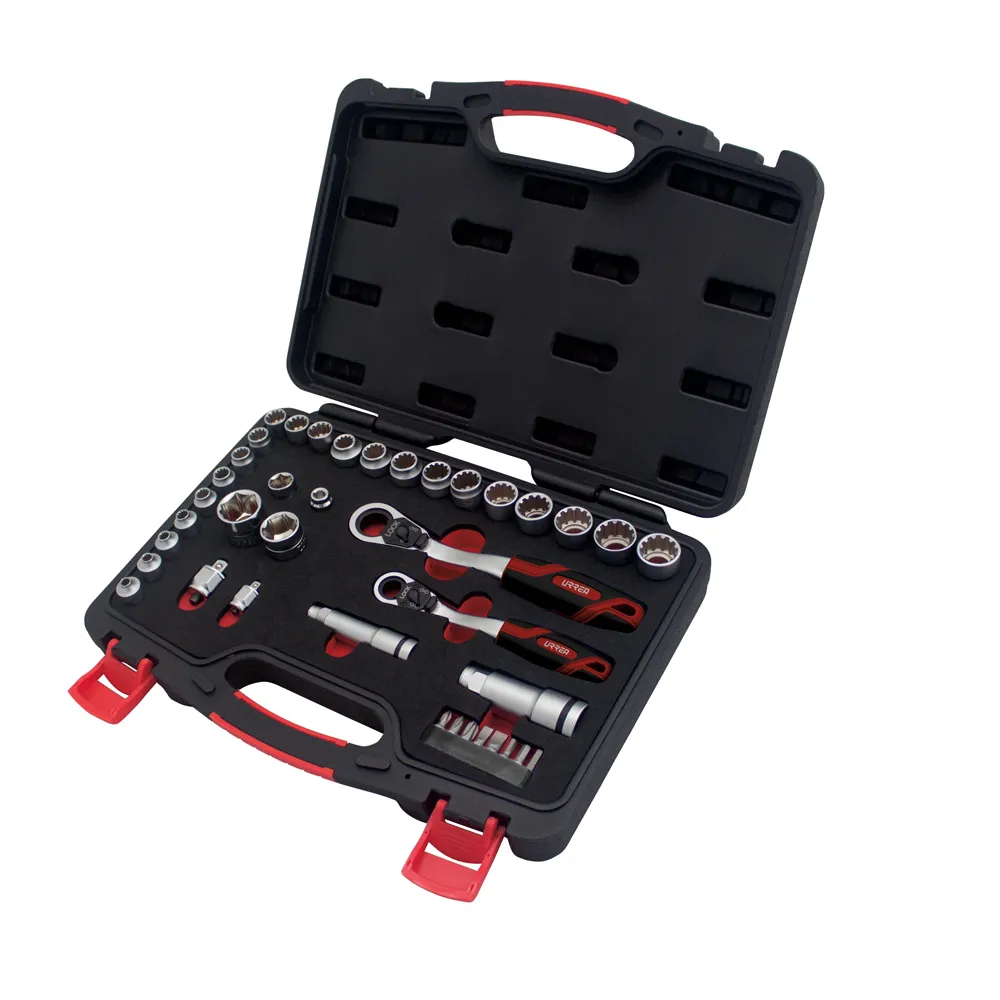 [UR-4752GT] Juego de dados y accesorios cuadro de 3/8" y 1/2" Go-Through combinado, 39 piezas
