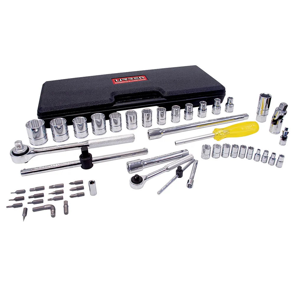 [UR-4754PM] Juego de dados y accesorios cuadro de 1/4" y 1/2" métrico, 50 piezas