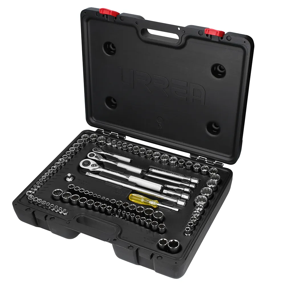 [UR-5447PA] Juego de dados y accesorios cuadro de 1/4", 3/8" y 1/2" combinado, 99 piezas