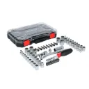 Juego de dados y accesorios cuadro de 1/4" y 3/8" combinado, 63 piezas
