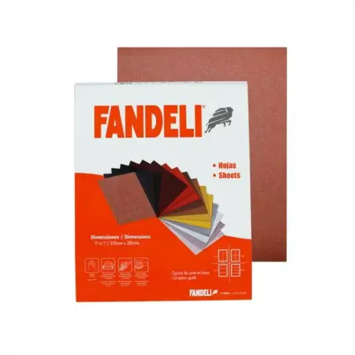 [799592000757] LIJA DE ESMERIL GRANO 120 ROJA J-86 FANDELI
