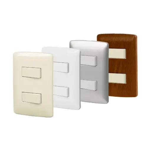 [46461] Placa armada, 2interruptores sencillos,blanco,línea Italiana 