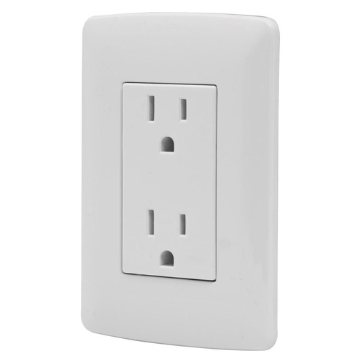 [48130] Contacto dúplex aterrizado, color blanco, línea Italiana  