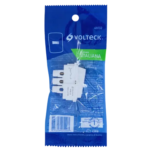 [48132] Interruptor sencillo, línea Italiana, color blanco, Volteck 